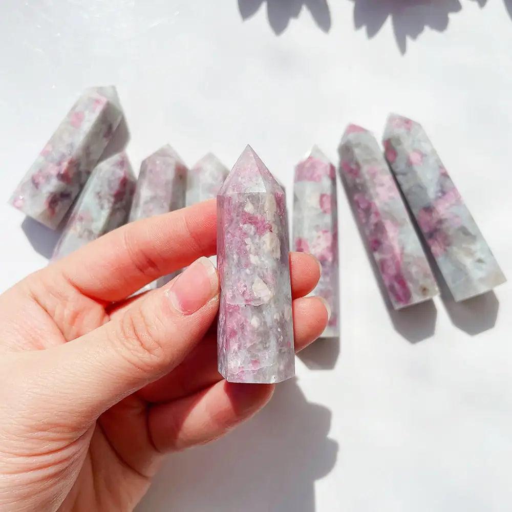 Natural Plum Blossom Tourmaline Point - Orgone Energy Australia