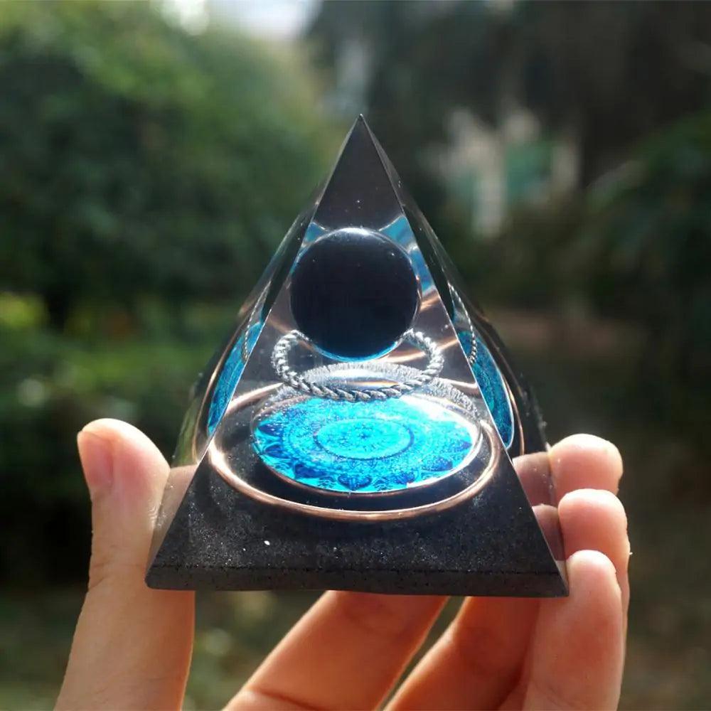 Obsidian Orgonite Pyramid - Orgone Energy Australia