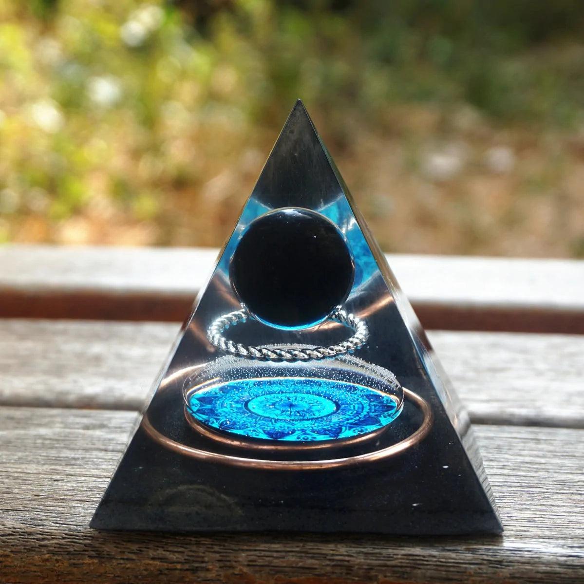 Obsidian Orgonite Pyramid - Orgone Energy Australia