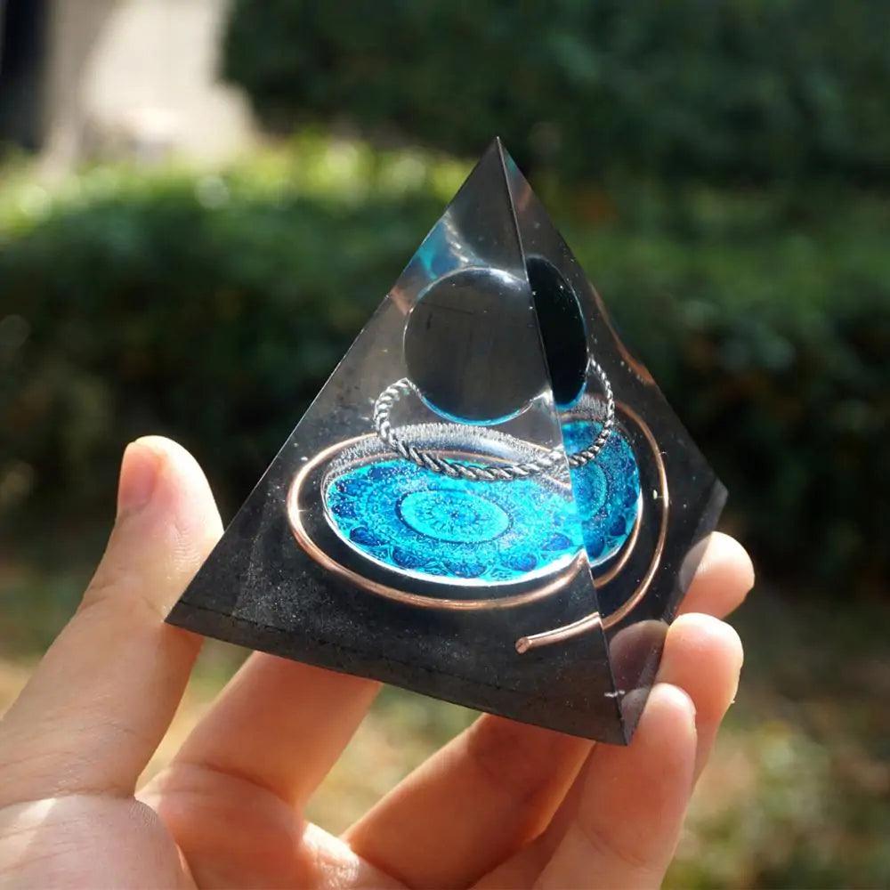 Obsidian Orgonite Pyramid - Orgone Energy Australia