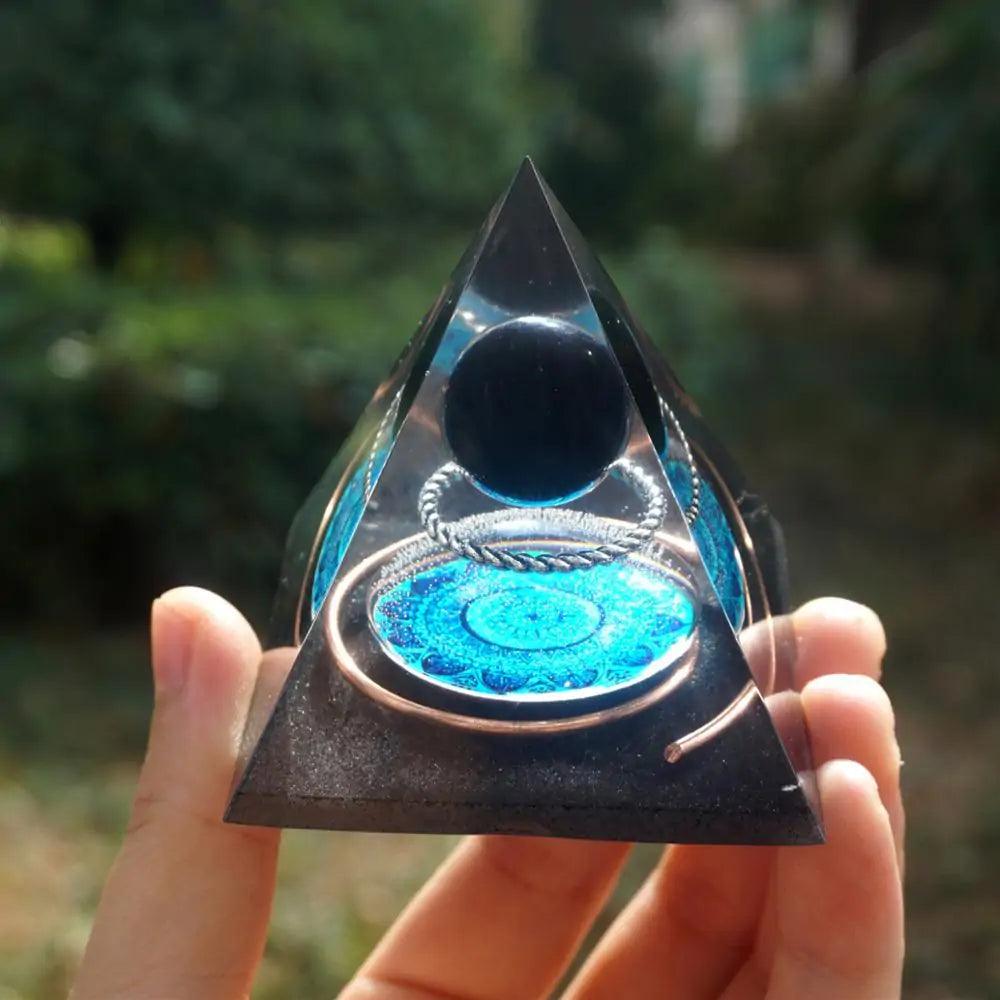 Obsidian Orgonite Pyramid - Orgone Energy Australia