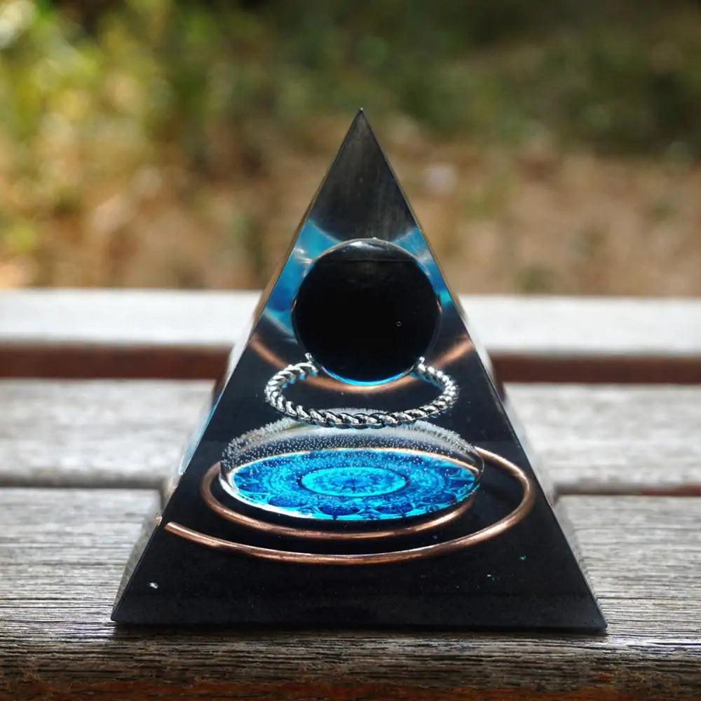 Obsidian Orgonite Pyramid - Orgone Energy Australia